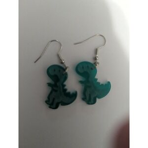 green dinosaur earrings‎